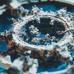 Poster - Abstract Digital Art Circular Voxel Structure with Glowing Particles