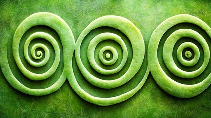 Poster - Abstract Green Spirals on Textured Background