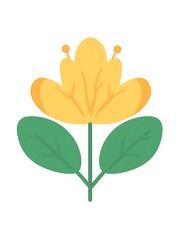 Poster - Simple Yellow Flower Illustration with Green Leaves