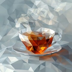 Poster - Steaming Cup of Tea Low Poly Illustration