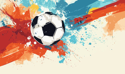 Poster - Dynamic Soccer Ball with Abstract Grunge Paint Splashes Background for Sports Design
