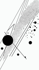Poster - Minimalist Black and White Vector Art with Abstract Dots and Lines Design
