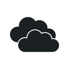 Poster - Two Overlapping Dark Cloud Weather Icon Symbolizes Stormy Weather Black Silhouette Isolated On White Background