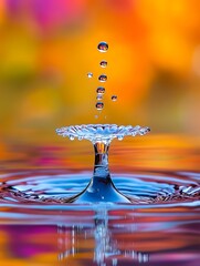 Aufkleber - Vibrant Water Droplet Crown Splash with Orange and Purple Background