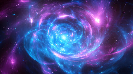 Wall Mural - photo realistic image of neon blue and purple light streaks creating a hyper-speed warp effect, radi