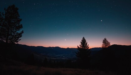 Wall Mural - mountain valley night sky