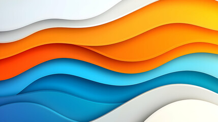 Fototapete - Abstract Background with Orange Blue White Waves