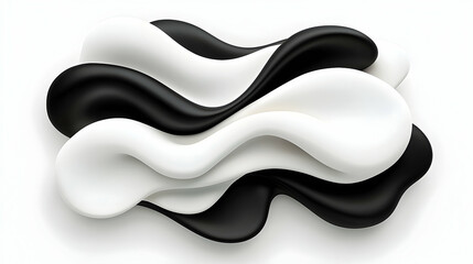 Fototapete - Abstract Black And White Fluid Wave Design