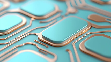 Poster - Abstract Blue And Copper Circuit Board Background