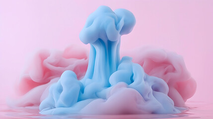 Fototapete - Abstract Blue and Pink Ink Drops in Water Motion