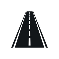 Poster - Black And White Road Illustration With Dashed Center Line Perspective For Transportation Or Infographic Design