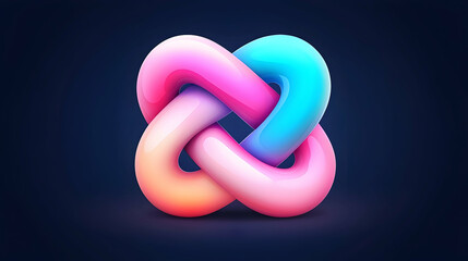 Aufkleber - Abstract Digital Art Glowing Intertwined Pink Blue Circles