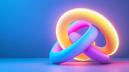 Aufkleber - Abstract Digital Art with Glowing Intertwined Rings