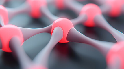 Aufkleber - Abstract Digital Network with Glowing Pink Lights
