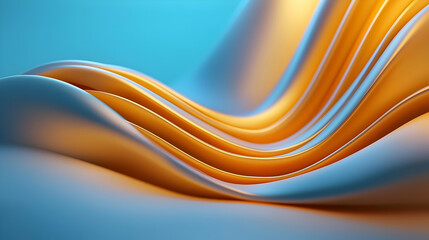 Aufkleber - Abstract Golden Waves with Blue Background