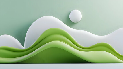 Fototapete - Abstract Green and White Landscape Illustration