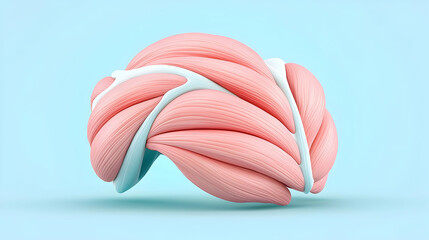 Fototapete - Abstract Pink and White 3D Render on Blue Background