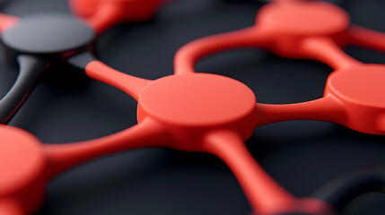 Aufkleber - Abstract Red And Black Network Nodes Connection