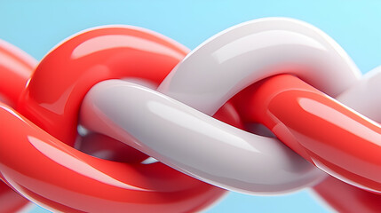 Poster - Abstract Red And White Chain Links 3D Render