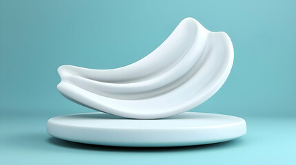 Poster - Abstract White 3D Rendered Shape on a Light Blue Studio Background