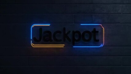 Poster - Neon Sign Displaying Jackpot in Vibrant Colors with Dark Background for Gaming and Casino Themes
