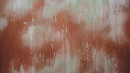 Aufkleber - wall is covered in paint and has a rough texture. colors are mostly brown and green, with some white spots. Scene is somewhat chaotic and unkempta