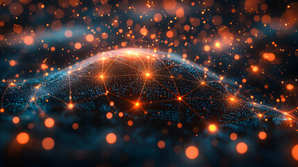 Abstract illustration depicting a digital network. Suggesting data connection and complex interconnected systems. Great for tech presentations or websites about innovation.