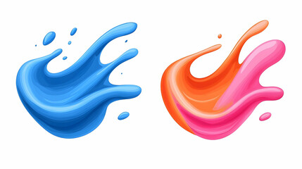 Poster - Blue Pink and Orange Paint Splatter Brush Strokes