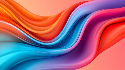 Fototapete - Bright Colorful Abstract Background with Dynamic Wavy Forms