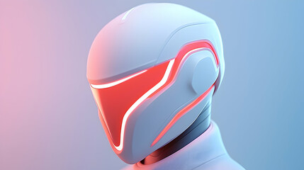 Poster - Close-Up Of Futuristic Robot Head With Glowing Red Lights