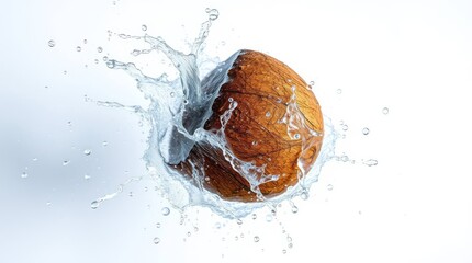 Poster - Coconut splashing in water creating a refreshing tropical sensation