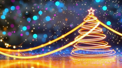 Poster - colorful abstract christmas tree with bright lights and glitter background for festive holiday spiri
