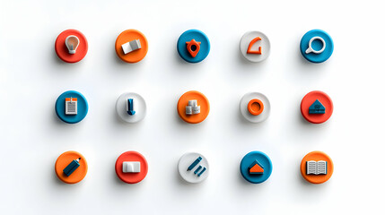 Colorful Isometric App Icons on White Background