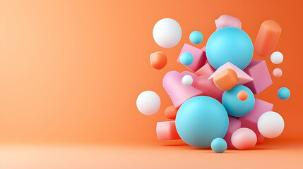 Poster - Colorful Geometric Shapes 3D Render