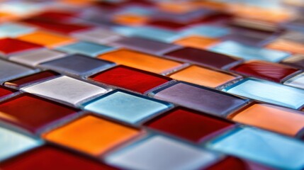 Poster - Colorful mosaic tiles arranged in a vibrant pattern, enhancing the aesthetic of a space