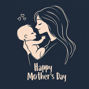 Free Photo illustration of a mother holding a baby silhouette with the text 