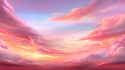 Poster - Beautiful pink and purple sky with clouds. The sky is filled with clouds and the colors are vibrant