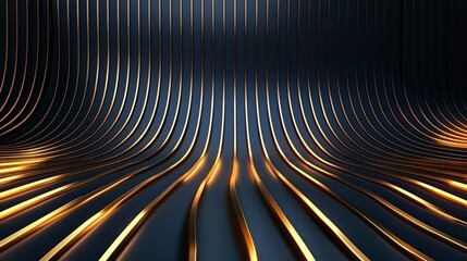 Poster - Black and gold background with a series of gold lines. The lines are curved and appear to be part of a larger design. The image has a sleek and modern feel to it