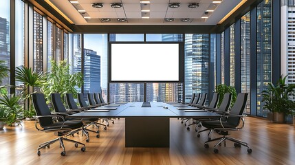 Poster - a sleek boardroom with a large presentation screen