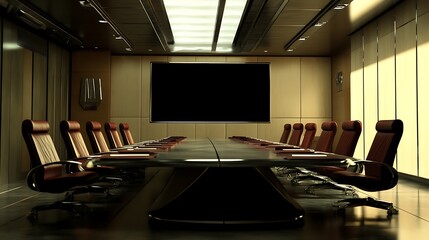Poster - a sleek boardroom with a large presentation screen