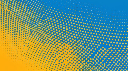 Aufkleber - Blue and yellow background with a lot of dots. The dots are of different sizes and are scattered all over the background. The background is very colorful and lively