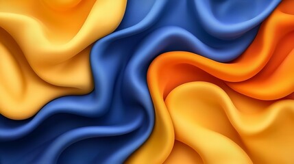 Poster - Blue and yellow fabric with a wave pattern. The blue and yellow colors are vibrant and the wave pattern adds a sense of movement and energy to the image