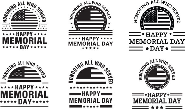 Memorial day t- shirt bundle design. American memorial day. vector illustration.