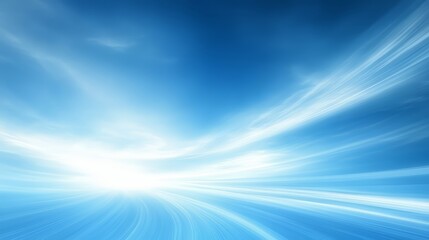 Fototapete - Blue sky with white clouds and a white line in the sky. The sky is very bright and clear