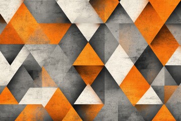 Poster - Abstract geometric design featuring a pattern of orange and gray triangles in an artistic arrangement