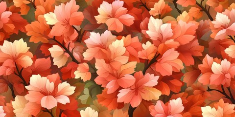 Aufkleber - Close up of a bunch of orange leaves. The leaves are arranged in a way that they look like they are in a tree. The image has a warm and inviting feeling to it