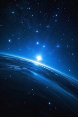 Wall Mural - a view of the earth from space with stars in the background