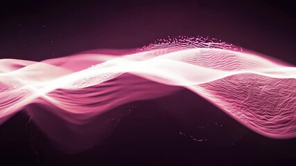 Poster - Flowing Pink and White Light Wave on a Dark Abstract Background