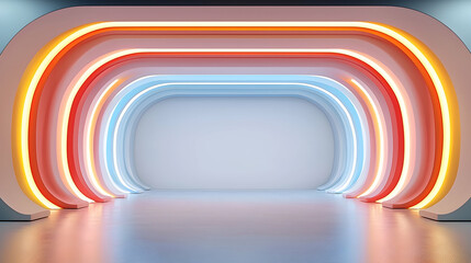 Poster - Futuristic Neon Archway Interior Design