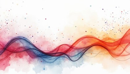 Poster - Watercolor depiction of financial systems. Colorful waves, abstract charts represent market trends economic data analysis. Artistic visualization for finance technology analysis. Dynamic design for